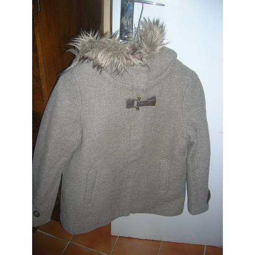 Manteau Zara Girls À Capuche 64% Coton,36% Polyester,13/14 Ans Gris