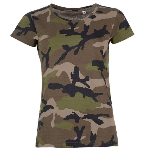 T-Shirt Manches Courtes Camouflage Femme - 01187 - Vert Army Camo