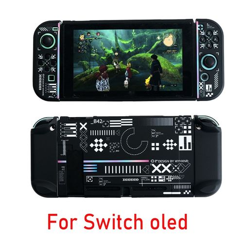Mecha Black Crystal Shell Hard Cover Pour Nintendo Switch Ns Oled Joy-Con Contrmatérielle Skin Protector Case Full Protector Pc 256