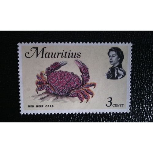 Timbre Ile Maurice ( Yt 330 ) 1969 Crabe De Récif Rouge (Zoozymus Aeneus)