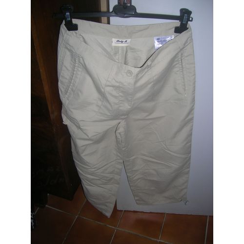 Pantacourt Lady M 3 Poches Polyester 40 Beige