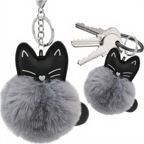 PORTE-CLÉS POMPON PORTE-CLÉS CADEAU Fourrure douce CHATON CHAT YSK453