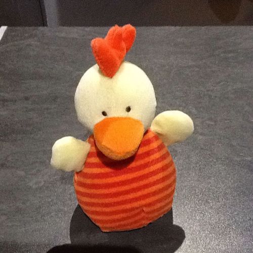 Peluche Coq Orange Et Jaune