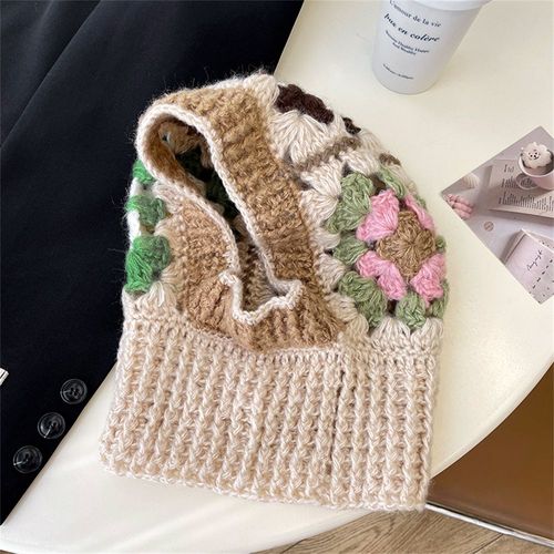 Bonnets En Crochet Faits À La Main Pour Femmes Cagoule À Capuche Pour Femmes Bonnet En Laine Bonnets Féminins Chauffe-Cou Automne Et Hiver