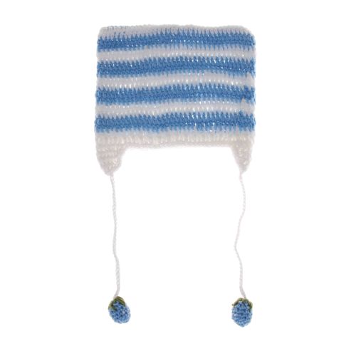 Bonnet À Longues Oreilles De Chat Pour Filles Bonnets À Boules De Poils Chapeau Punk Japonais Petites Cornes De Sécurité Rayées Bonnet En Laine De Ski Chapeaux Chauds Y2k