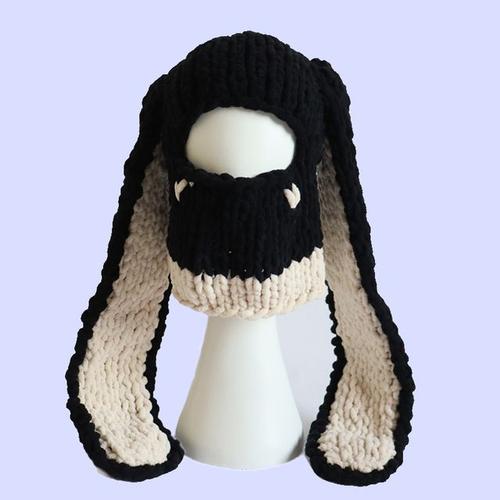 Chapeau Chaud Avec De Grandes Oreilles De Lapin Pour Femme Optique Masque De Sourire Équipement De Sauna Doux Cool Chaud Fille Rue D'hiver Casquette De Lapin 2023