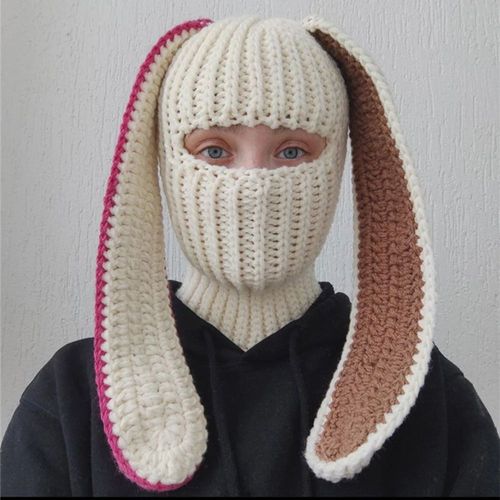 Chapeau Unisexe Mastim Ade Cartoon Bonnets En Laine Bonnet Fait Main Cagoule D'halloween Lapin Protection Des Oreilles Chaud Hiver
