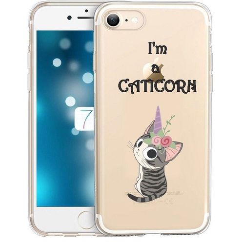 Coque Iphone 6 6s Chat Licorne Cat Cute Kawaii Fleur Caticorn Transparente
