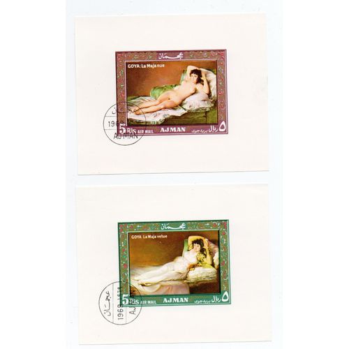 Ajman- 2 Blocs Feuillets Oblitérés- Goya- La Maja Nue- La Maja Vêtue