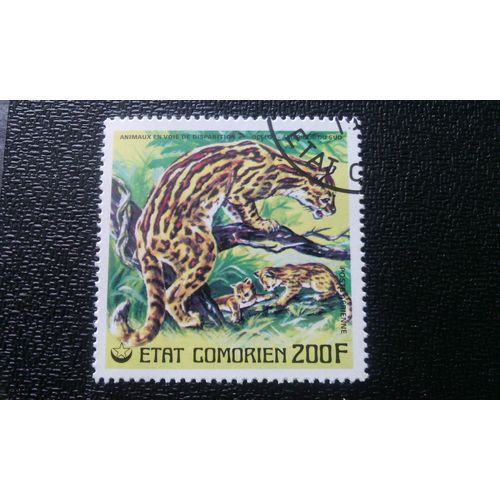 Timbre Comores ( Yt Pa 119 ) 1977 Ocelot Des Espèces En Voie De Disparition (Felis Pardalis)