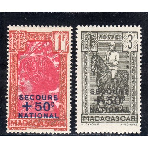 Timbres-Poste De Madagascar (Au Profit Du Secours National)