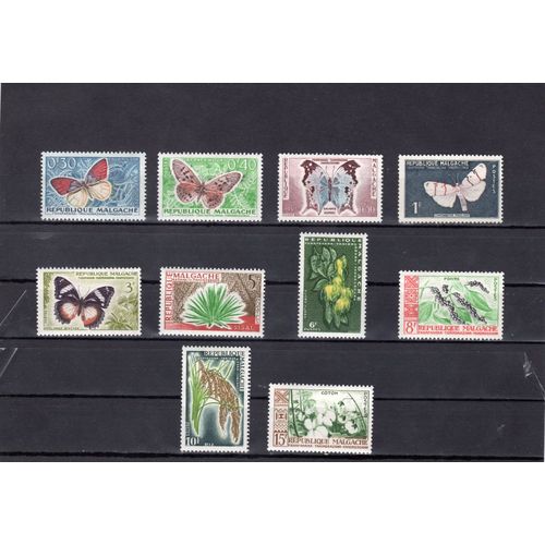 Timbres-Poste De Madagascar (Papillons Et Cultures)