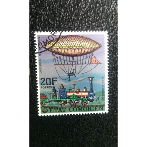 Timbre Comores ( Yt 179 ) 1977 Giffard Air Et Paris - Train Saint-Germain