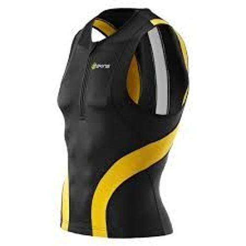 Skins Tri 400 Mens Top Sleeveless W Zip Black/Yellow Xs