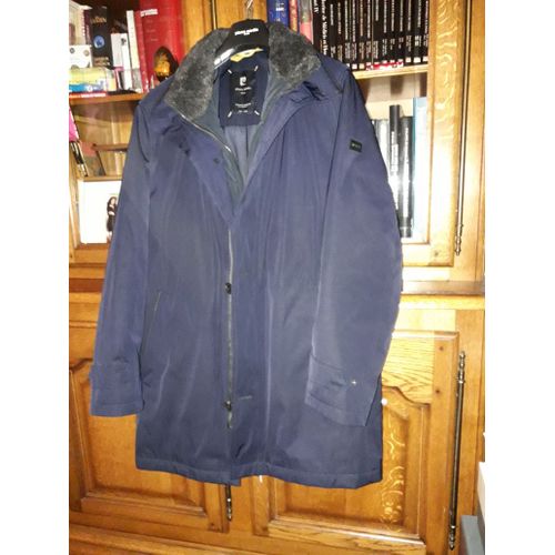 Imperméable Droit Double Col Effet Fourrure Amovible Pierre Cardin Couleur : Bleu Marine