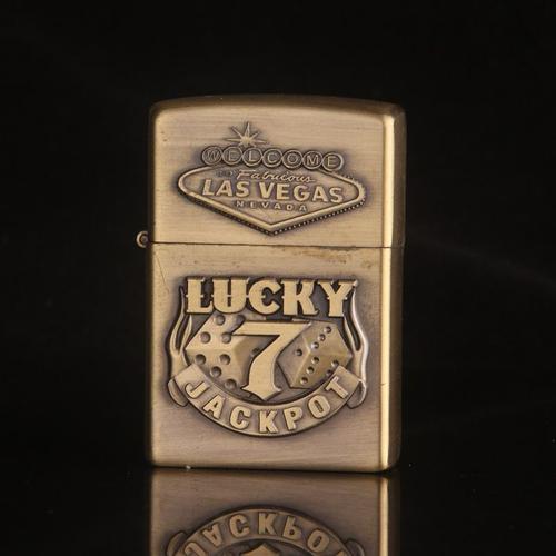 Briquet Tempête Essence Lucky 7 Jackpot-Métal Bonze-Las Vegas