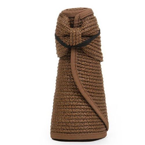 Chapeau De Paille Pliable À Large Bord Pour Fille Casquettes De Protection Solaire Décontractées Chapeaux De Plage Et De Voyage Visières D'été