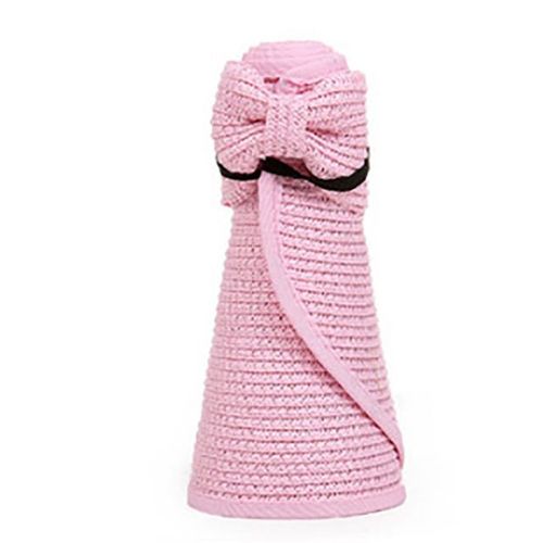 Chapeau De Paille Pliable À Large Bord Pour Fille Casquettes De Protection Solaire Décontractées Chapeaux De Plage Et De Voyage Visières D'été