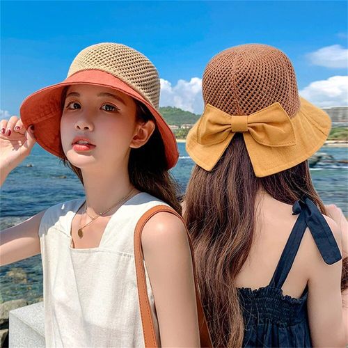 Chapeau De Soleil Pliable À Large Bord Pour Filles En Paille Pour La Plage Pour L'été Protection Uv Casquette De Voyage Pour Dame E27 2024
