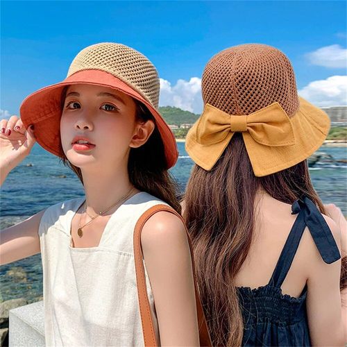 Chapeau De Soleil Pliable À Large Bord Pour Filles En Paille Pour La Plage Pour L'été Protection Uv Casquette De Voyage Pour Dame E27 2024
