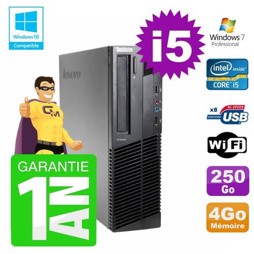 PC Lenovo M91p SFF Intel I5-2400 4Go Disque 250Go Graveur Wifi W7