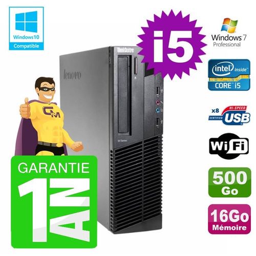 PC Lenovo M91p SFF Intel I5-2400 16Go Disque 500Go Graveur Wifi W7