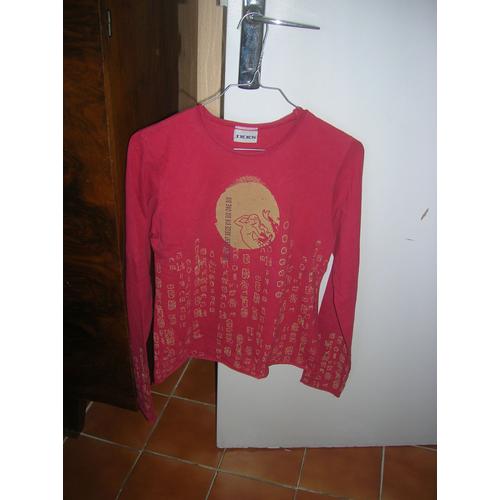 T-Shirt Ikks Manches Longues Elasthanne M Rouge