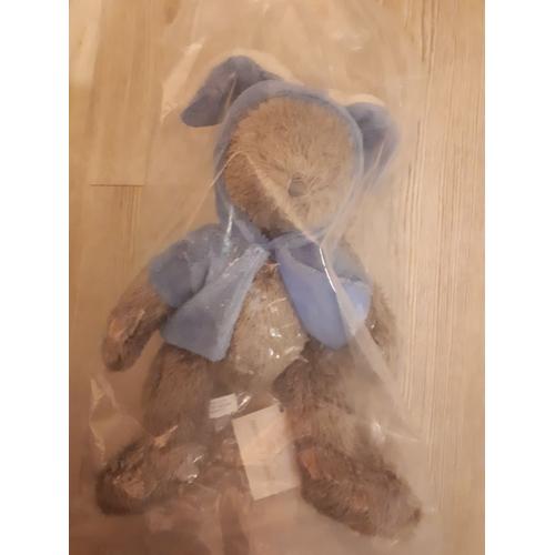 Doudou Ours Capuche Sweat Lapin Pasito A Pasito Marron Bleu Plush Bunny Bear