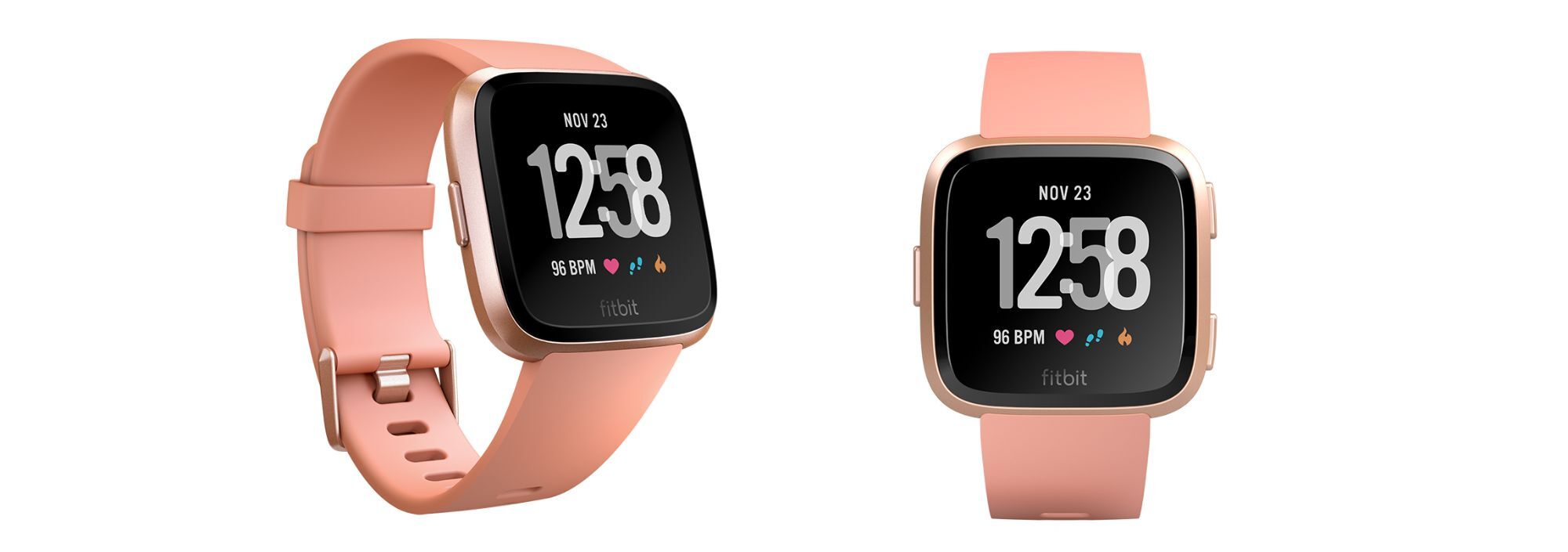 Fitbit Versa - Aluminium rose or - montre intelligente avec bande - p�che - Bluetooth, NFC_image_2|Rakuten