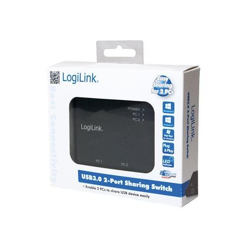 LogiLink Commutateur de partage USB 3.0, 2 PC - 1 terminal