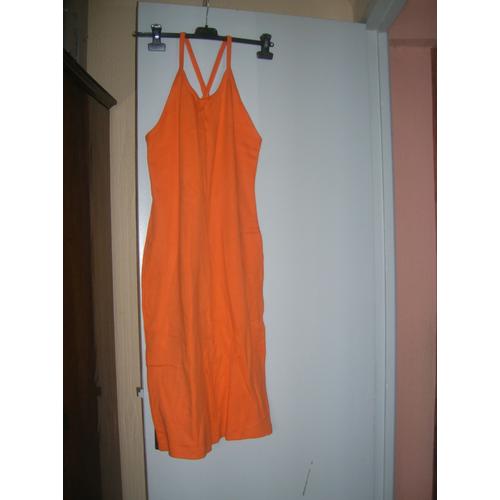 Robe Longue Autre À Bretelles,Dos Nu Coton 42 Orange