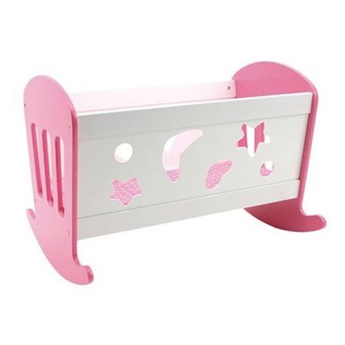 Berceau De Poup?E Rose Blanc Avec Parure De Lit - 49x37x35cm - Lit ? Bascule Poupon