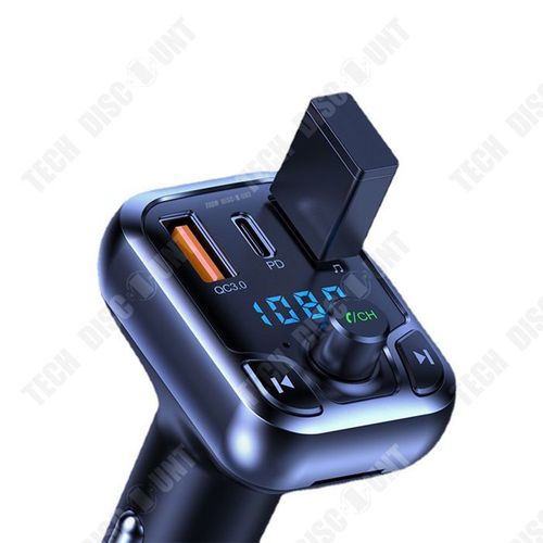 Td® T68 Chargeur De Voiture Bluetooth Mp3 Transmetteur Fm Lecteur De Clé Usb Chargeur Rapide Interface De Voiture Chargeur De Voitur