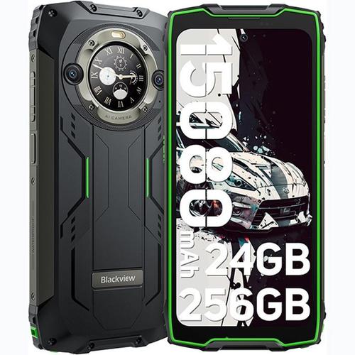 Smartphone Incassable Blackview BV9300 Pro 24Go+256Go 15080mAh(33W) Double écran 6.7" 64MP+32MP Android 13 NFC 100LM - Vert