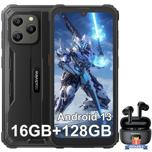 Smartphone Incassable Blackview BV5300 Plus 6,1" 16Go+128Go Android 13 Noir avec Écouteurs Bluetooth Blackview Airbuds8(Noir)