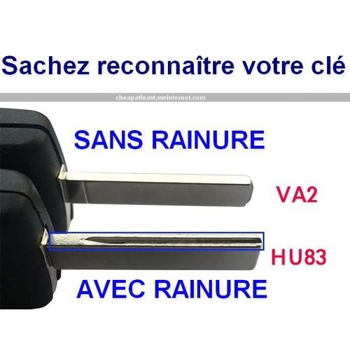 Ulisem Coque de Télécommande à 2 Boutons Compatible avec Peugeot et  Citroën, Lame sans Rainure, Pour