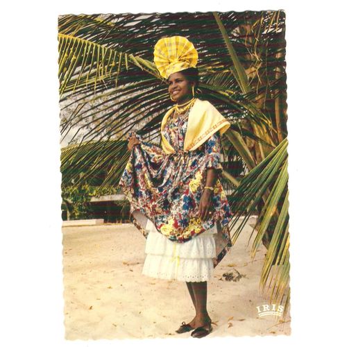 Guadeloupe Jeune Guadeloupéenne En Costume Local Carte Postale Caribbean Postcard