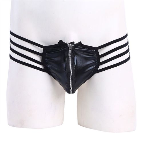 Slip String Fermeture Éclair Viril M L Cuir Homme Underwear Man Uomo Gay