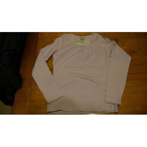 T-Shirt Manches Longues Cyrillus 12 Ans Rose Rayé Violet Neuf