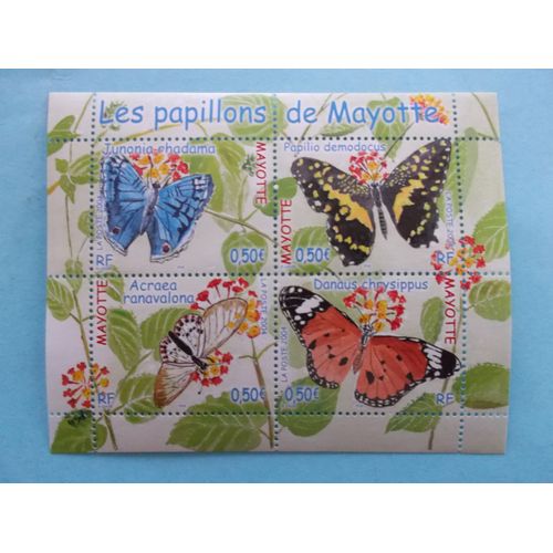 Bloc 4 Timbres "Les Papillons De Mayotte