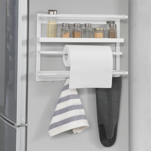 Sobuy® Frg247-W Étagère À Suspendre Pour Réfrigérateur Étagère À Épices Magnétique En Métal - Blanc