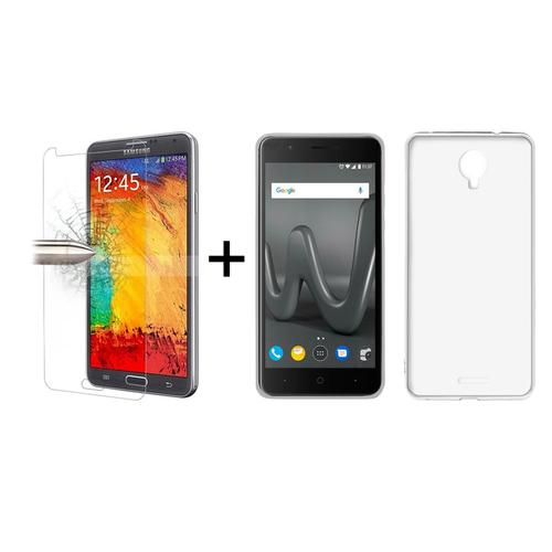 Tboc® Pack: Coque Gel Tpu Transparent + Protecteur D'écran En Verre Trempé Pour Wiko Harry (5.0 Pouces) - Silicone Ultra Mince Étui Housse. Protecteur Résistant Aux Chocs, Rayures Et À L'abrasion