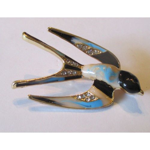 Broche Hirondelle 3d Rockabilly Bleu Idéal Pin Up Retro Vintage