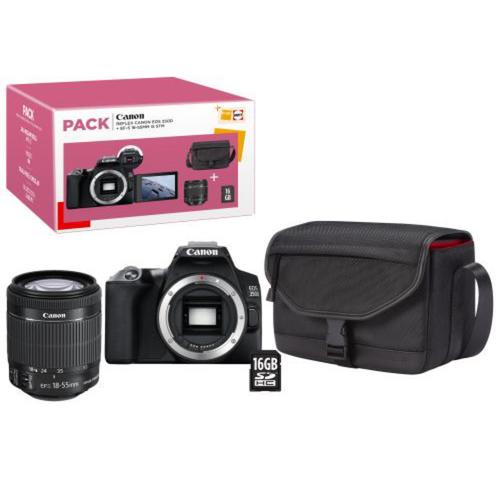Pack Reflex Canon EOS 250D 24.1 mpix + Objectif EF-S 18-55 mm f/4-5.6 IS STM + Carte SD 16 Go + Sac d'épaule CB-SB130 Noir