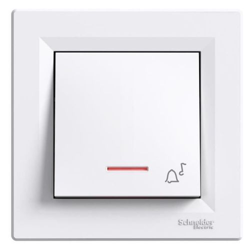 Bouton-poussoir simple "sonnette" avec cadre voyant lumineux bornes à vis Blanc Schneider Asfora