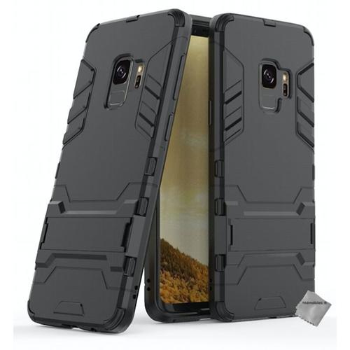 Housse Etui Coque Rigide Anti Choc Pour Samsung Galaxy S9 + Verre Trempe - Noir