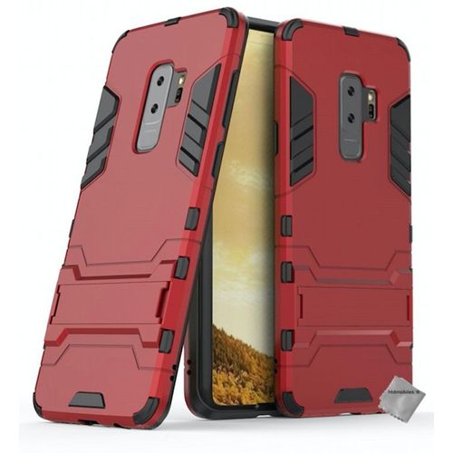 Housse Etui Coque Rigide Anti Choc Pour Samsung Galaxy S9+ Plus + Verre Trempe - Rouge