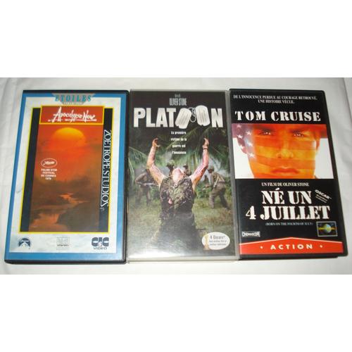 Collection Guerre / Apocalypse Now - Platoon - Né Un 4 Juillet (Lot De 3 Vhs) Cassette Vidéo