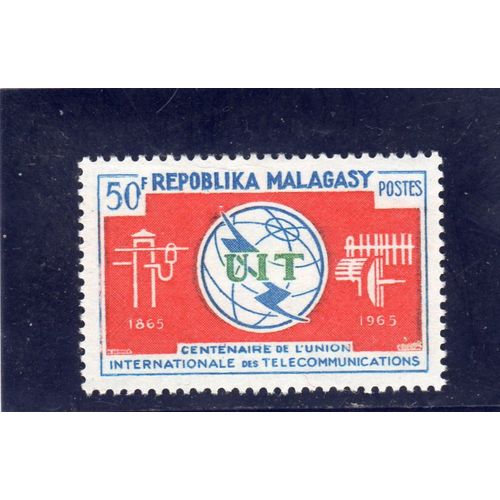 Timbre-Poste De Madagascar (Centenaire De L'union Internationale Des Communications)