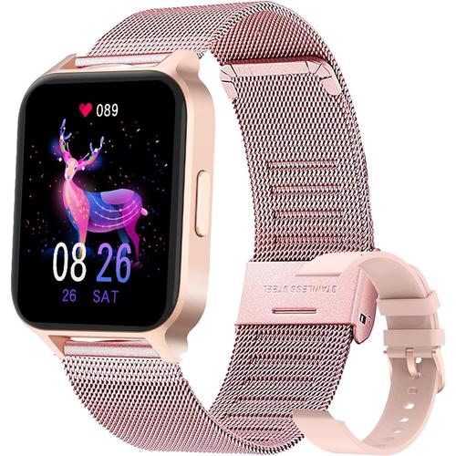 Montre Connectée Femmes, Smartwatch Sport Etanche, Moniteur De Oxygène Sanguin Et Fréquence Cardiaque, Podomètre Calorie, Montre De Fitness Pour Android Iphone